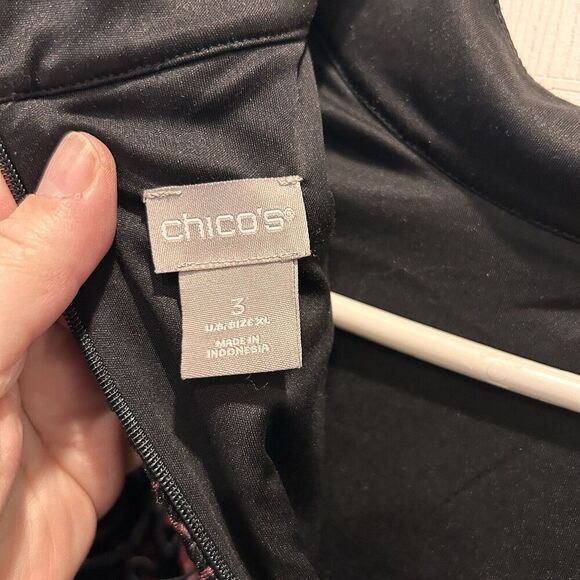 Chicos Velvet Burnout Floral Sheer Lined Mock Neck 3/4 Sleeve Blouse Size XL Top - Picture 7 of 9